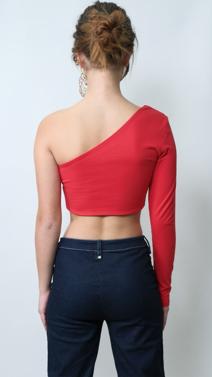 Tiger Mist One-Sleeve Cropped Top