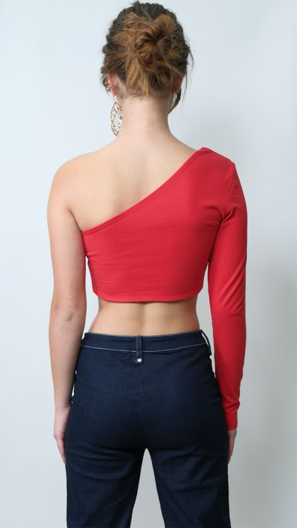 Tiger Mist One-Sleeve Cropped Top