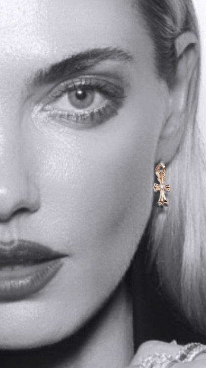 CHROME HEARTS Reversible Cross Earring with Diamonds
