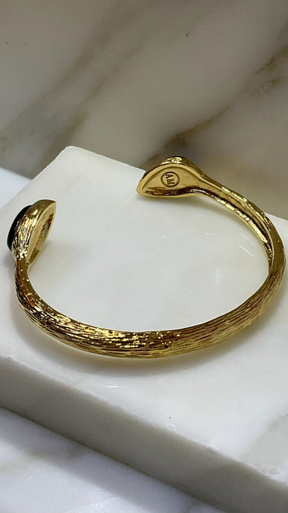 Alexis Bittar Gold-Tone Onyx Cuff Bracelet