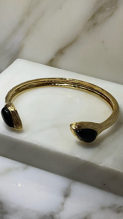 Alexis Bittar Gold-Tone Onyx Cuff Bracelet