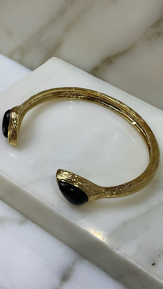 Alexis Bittar Gold-Tone Onyx Cuff Bracelet