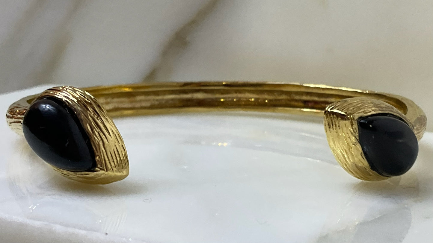 Alexis Bittar Gold-Tone Onyx Cuff Bracelet